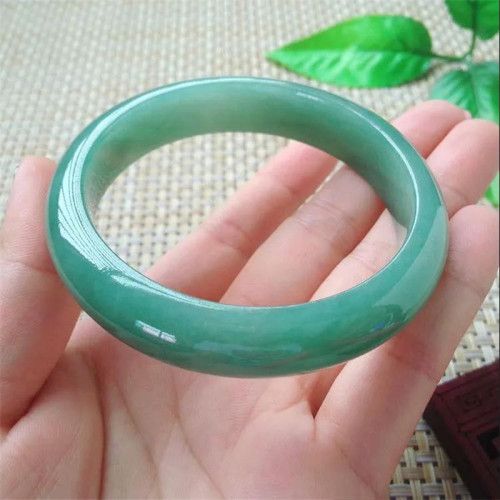 緬甸天然老坑翡翠玉手鐲A貨手鐲女款冰糯種白底青綠色飄花玉鐲子
