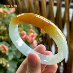 天然緬甸老坑翡翠手鐲女款黃翡正圈細糯翡翠手鐲玉鐲子冰糯種玉鐲