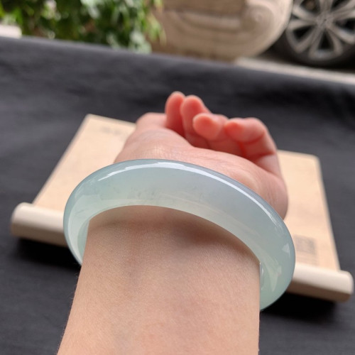 緬甸老坑冰種翡翠手鐲晴底油青平安鐲飄花貴妃手鐲玉器鐲子送家人