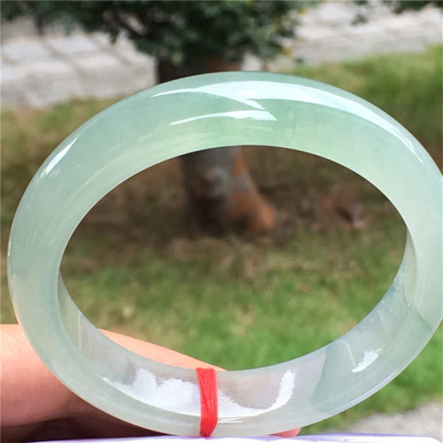 緬甸老坑翡翠手鐲透水潤冰種圓條玉鐲子晴水飄綠花玉石鐲子少女款
