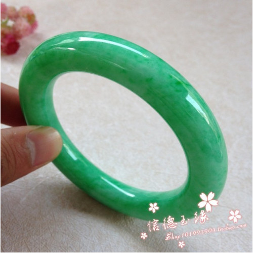 天然緬甸老坑A貨陽綠翡翠手鐲 冰種飄花祖母帝王綠圓條翡翠玉手鐲