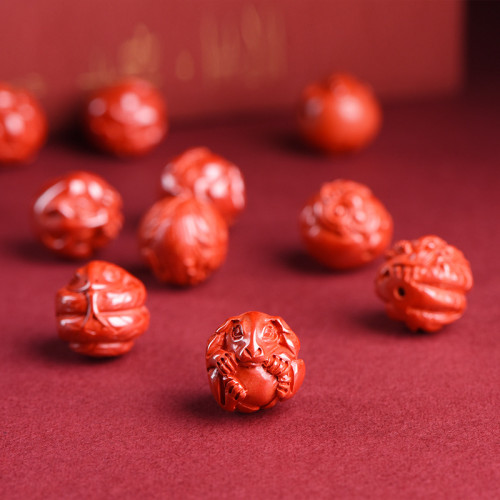 久雅水晶 天然紅砂十二生肖散珠 紫金砂三合圓珠硃砂手串配珠
