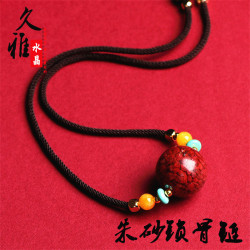 久雅水晶 天然原鑛硃砂 晶體砂墜子 硃砂辰沙鎖骨項鏈 廠家直銷