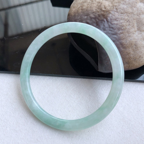 天然緬甸翡翠A貨手鐲淺綠細圓條正圈叮噹鐲各種圈口夏美人玉鐲子