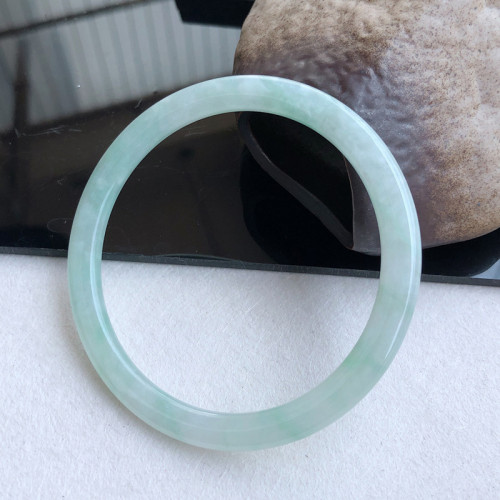 天然緬甸翡翠A貨手鐲淺綠細圓條正圈叮噹鐲各種圈口夏美人玉鐲子