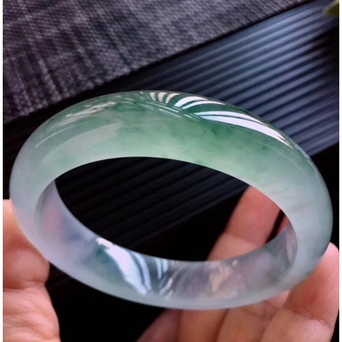 扁條翡翠手鐲冰種飄花天然緬甸老坑翡翠玉手鐲少女款正圈a貨時尚