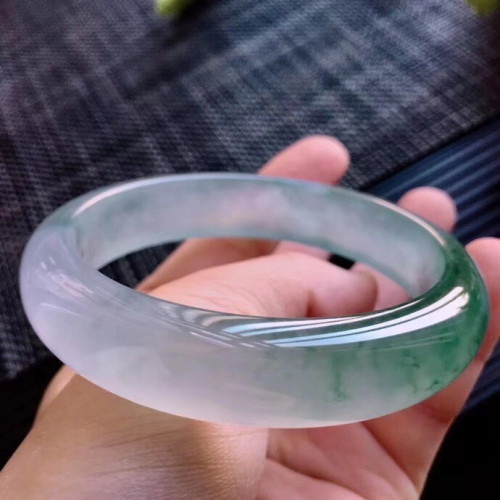 扁條翡翠手鐲冰種飄花天然緬甸老坑翡翠玉手鐲少女款正圈a貨時尚