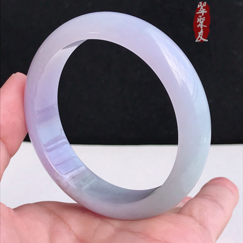 緬甸冰糯種紫羅蘭翡翠手鐲圓條春帶彩淺白青陽綠貴妃正圈玉鐲送禮