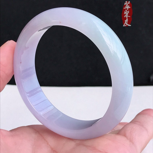 緬甸冰糯種紫羅蘭翡翠手鐲圓條春帶彩淺白青陽綠貴妃正圈玉鐲送禮