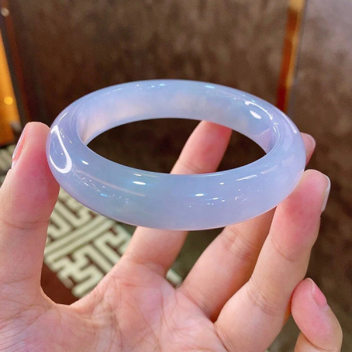 天然緬甸翡翠玉手鐲冰種飄花玉鐲子冰糯種翡翠手鐲正圈少女款現貨