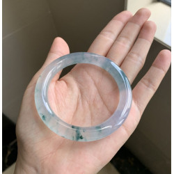 緬甸天然冰種翡翠玉手鐲女款圓條貴妃鐲子飄花翡翠手鐲老坑透送禮