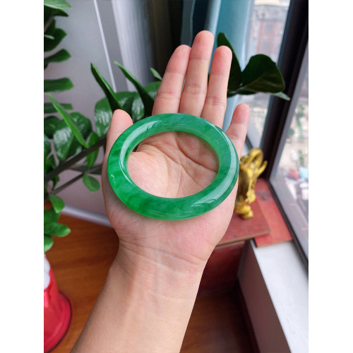 天然緬甸翡翠正品翡翠手鐲老坑冰種正陽綠翡翠玉鐲子女款時尚送禮