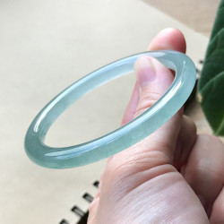 緬甸天然翡翠手鐲圓條女款老坑A貨翡翠玉手鐲冰種藍水小細條小圈