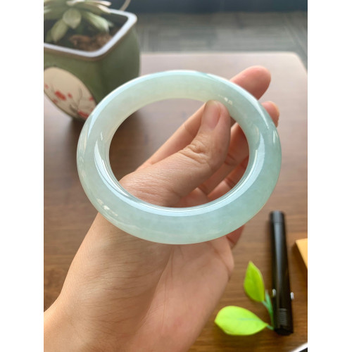 【5月新貨】天然緬甸翡翠手鐲女冰糯種圓條翡翠玉手鐲單色淺陽綠