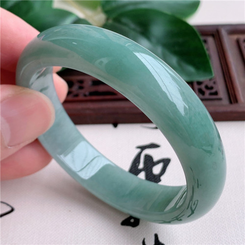 天然緬甸老坑翡翠手鐲女款玉鐲子冰種正圈油青冰糯翡翠油青玉手鐲