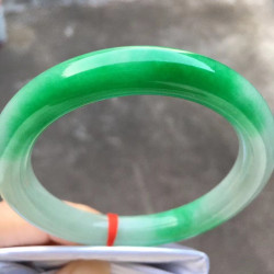 天然玉石緬甸翡翠手鐲圓條正品冰糯種陽綠飄花翡翠玉手鐲女款鐲子