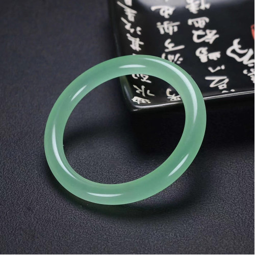 天然翡翠手鐲冰種油清圓條飄花玉手鐲緬甸玉鐲陽綠叮噹圓條少女款