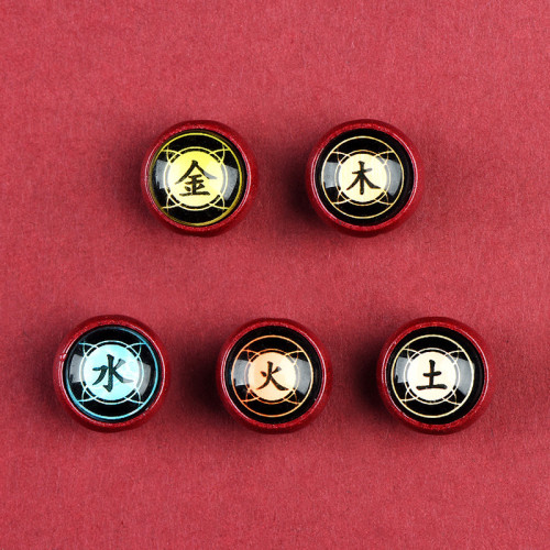 久雅水晶 天然硃砂唐卡 紅黃黑白綠五色 金木水火土配件 廠家直銷