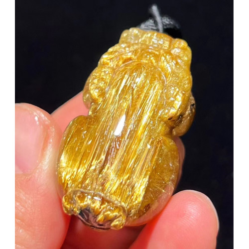 永韻 精品天然金髮晶貔貅吊墜招財銅順髮晶項鏈水晶鈦晶掛件男女