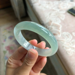 緬甸翡翠手鐲天然a貨冰種藍晴水飄花圓條貴妃玉手鐲女款正品旗艦