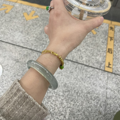天然緬甸老坑翡翠手鐲女冰種飄綠正圈飄花玻璃種透翡翠玉鐲子貴妃