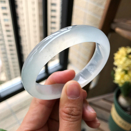 白月光翡翠手鐲天然緬甸老坑冰種翡翠玉鐲正圈水潤貴妃鐲女送禮物