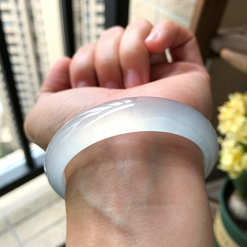 白月光翡翠手鐲天然緬甸老坑冰種翡翠玉鐲正圈水潤貴妃鐲女送禮物
