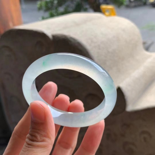 天然緬甸老坑翡翠手鐲女款a貨翡翠玉手環冰種白月光玉鐲時尚送禮