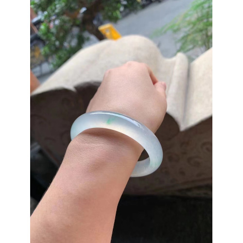 天然緬甸老坑翡翠手鐲女款a貨翡翠玉手環冰種白月光玉鐲時尚送禮