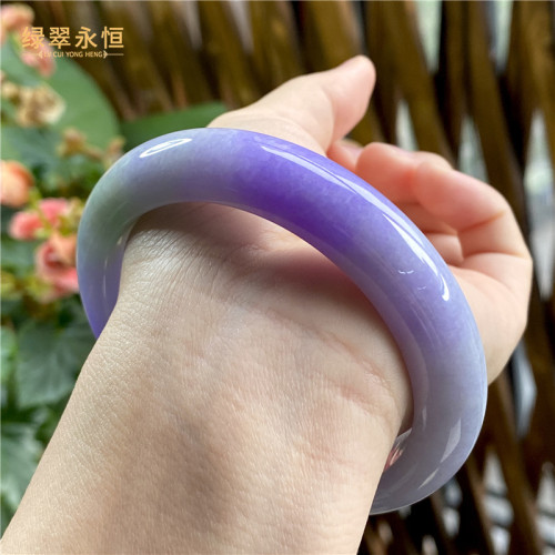 天然緬甸老坑翡翠手鐲細糯種紫羅蘭正圈女款翡翠手鐲冰糯種玉手鐲