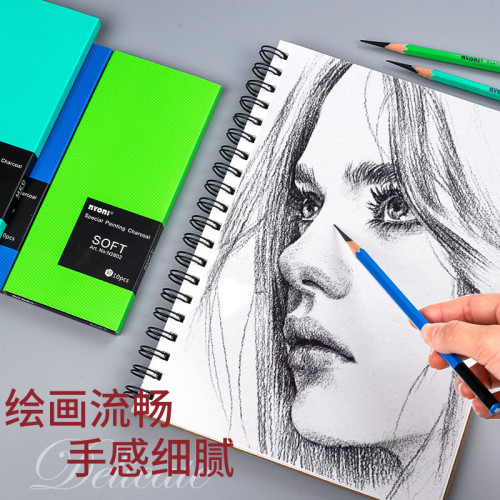 尼奧尼炭筆批髮美術繪畫素描鉛筆繪圖彩炭套裝軟中硬混裝彩色碳筆