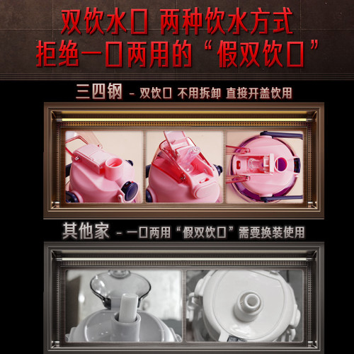 三四鋼 戶外水壺夏季運動噸噸壺 兒童水盃帶吸琯大容量大肚肚盃子