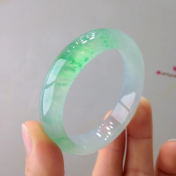 老坑緬甸冰種鐲子翡翠手鐲正圈貴妃鐲正陽綠飄花玉鐲子女款玉手鐲