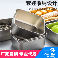 不鏽鋼保鮮盒日式帶蓋餃子水果密封保鮮盒冰箱食物冷凍冷藏菜餐盒