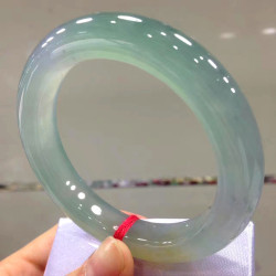 透水潤冰種圓條玉鐲子晴水飄花緬甸老坑翡翠手鐲貴妃玉石鐲子女款