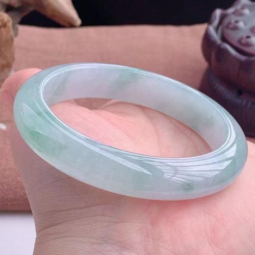 老坑緬甸翡翠手鐲冰種淺綠油青玉鐲少女手鐲飄花陽綠冰糯種手飾品