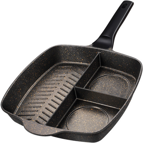 三四鋼®三孔早餐鍋家用不沾鍋餐廳廚房鍋具煎蛋煎牛排平底煎鍋