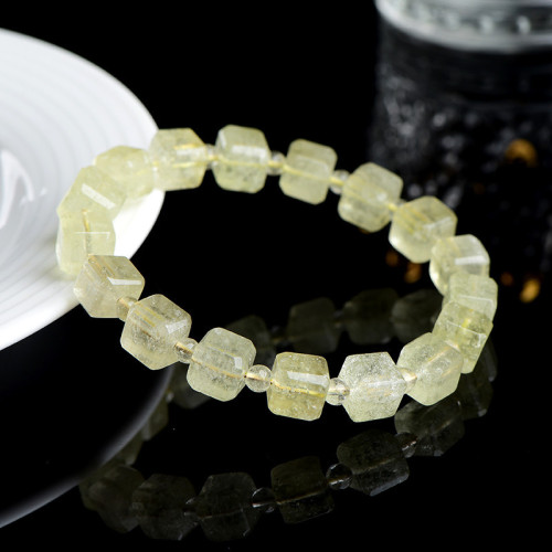 久雅水晶 天然利比亞黃金隕石方糖手鏈 隕石圓珠小顆粒手串 批髮