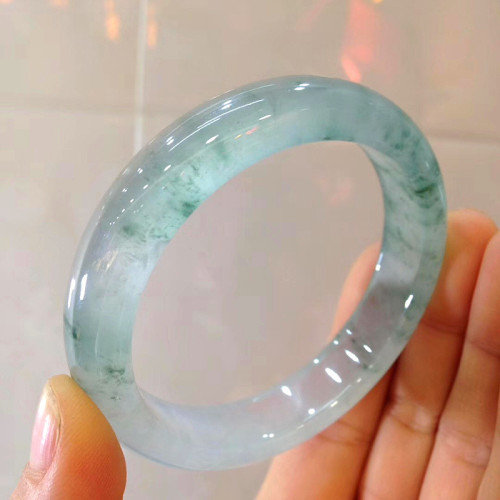 緬甸翡翠玉石鐲子冰種飄綠冰糯種手鐲少女款翡翠玉手鐲女a貨玉器