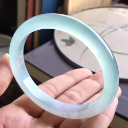 緬甸天然老坑A貨翡翠手鐲少女款冰糯種半白半綠細膩翡翠玉手鐲子