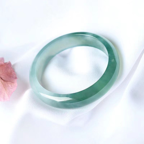 緬甸老坑藍色油青飄花翡翠玉手鐲女生手鐲料冰種糯種半山半水吊墜
