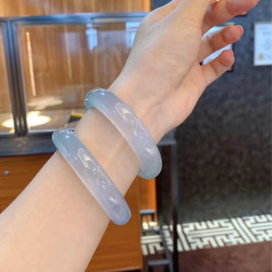 緬甸老坑冰種翡翠玉手鐲高冰透明正圈貴妃女晴水淡紫羅蘭飄花送禮