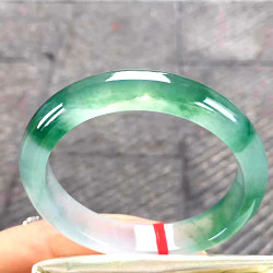 正圈清新天然緬甸老坑翡翠手鐲晴水飄綠花滿陽綠手鐲玉鐲子少女款