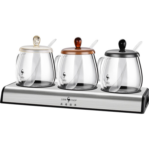 三四鋼®調料盒家用組合耐高溫調料罐鹽罐味精廚房工具佐料調味瓶