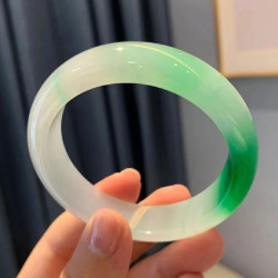 珠寶旗艦店天然緬甸老坑翡翠手鐲貴妃圓條飄花糯種女款翡翠玉手鐲