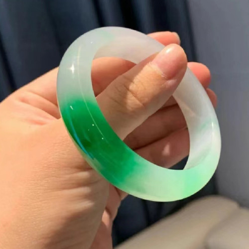 珠寶旗艦店天然緬甸老坑翡翠手鐲貴妃圓條飄花糯種女款翡翠玉手鐲