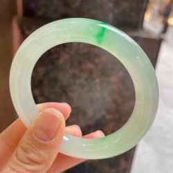 珠寶翡翠手鐲天然緬甸翡翠玉手鐲平安鐲豆種飄花女款翡翠鐲子送禮