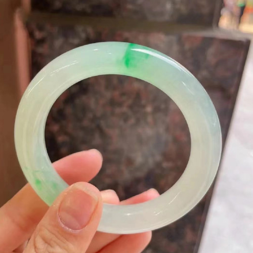 珠寶翡翠手鐲天然緬甸翡翠玉手鐲平安鐲豆種飄花女款翡翠鐲子送禮