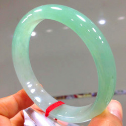 天然緬甸翡翠手鐲正圈玉手鐲老坑蘭花飄綠玉鐲子圓條吊墜女款通透