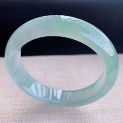 緬甸翡翠手鐲冰種淺綠油青玉鐲少女天然手鐲飄花陽綠冰糯種送手鏈